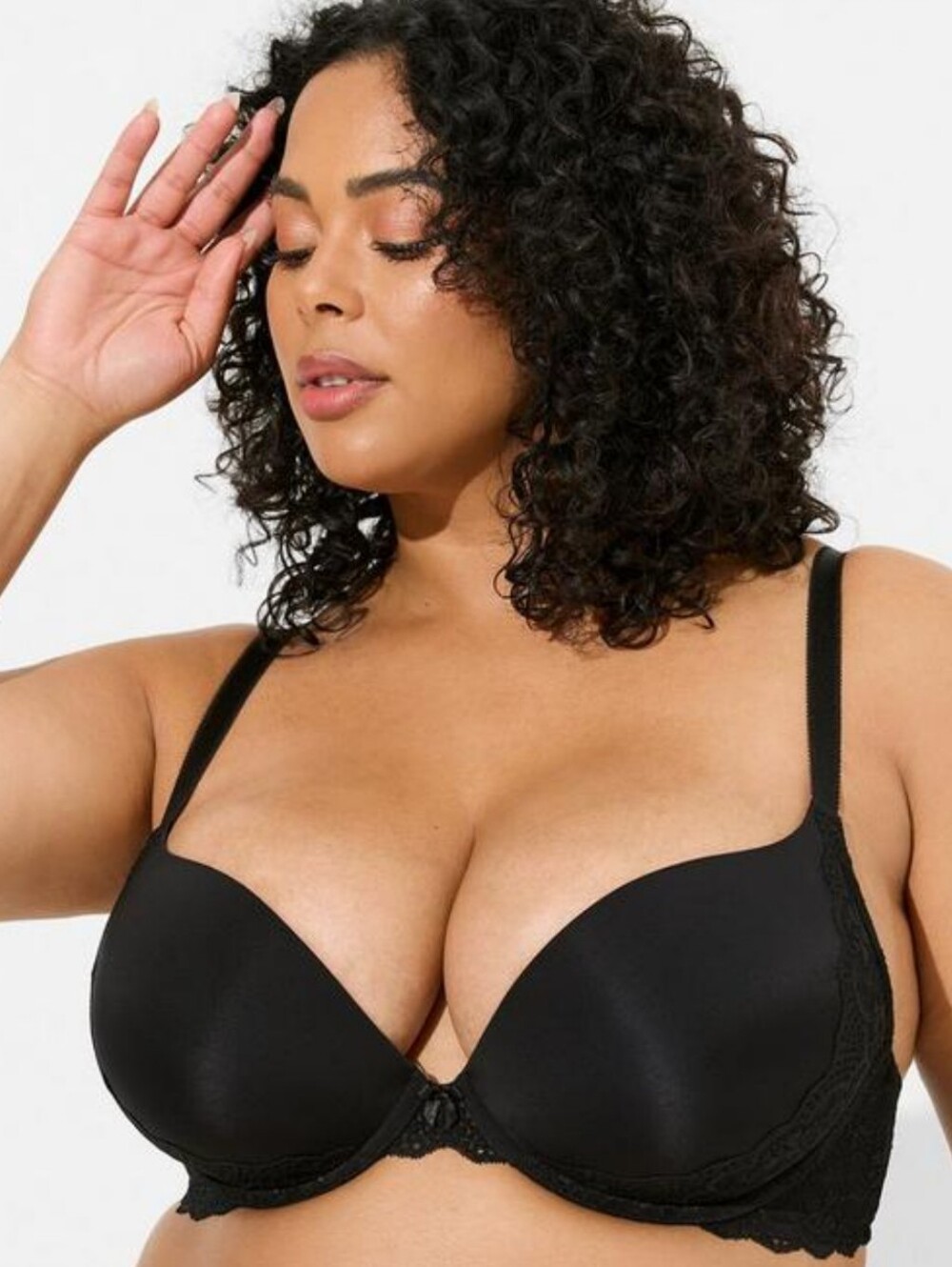 Torrid Curve Perfect Plunge Push Up Bra Black Lace Size 48D